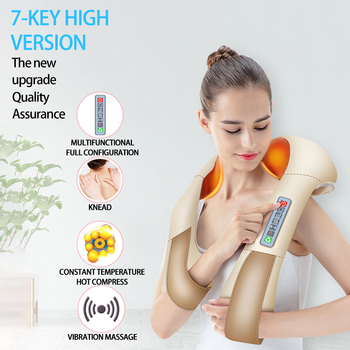 Home Car Electric Body Massager Relaxation Massage U Shape Neck Back Shoulder Multifunctional Shiatsu Infrared 6/7 keys Massager